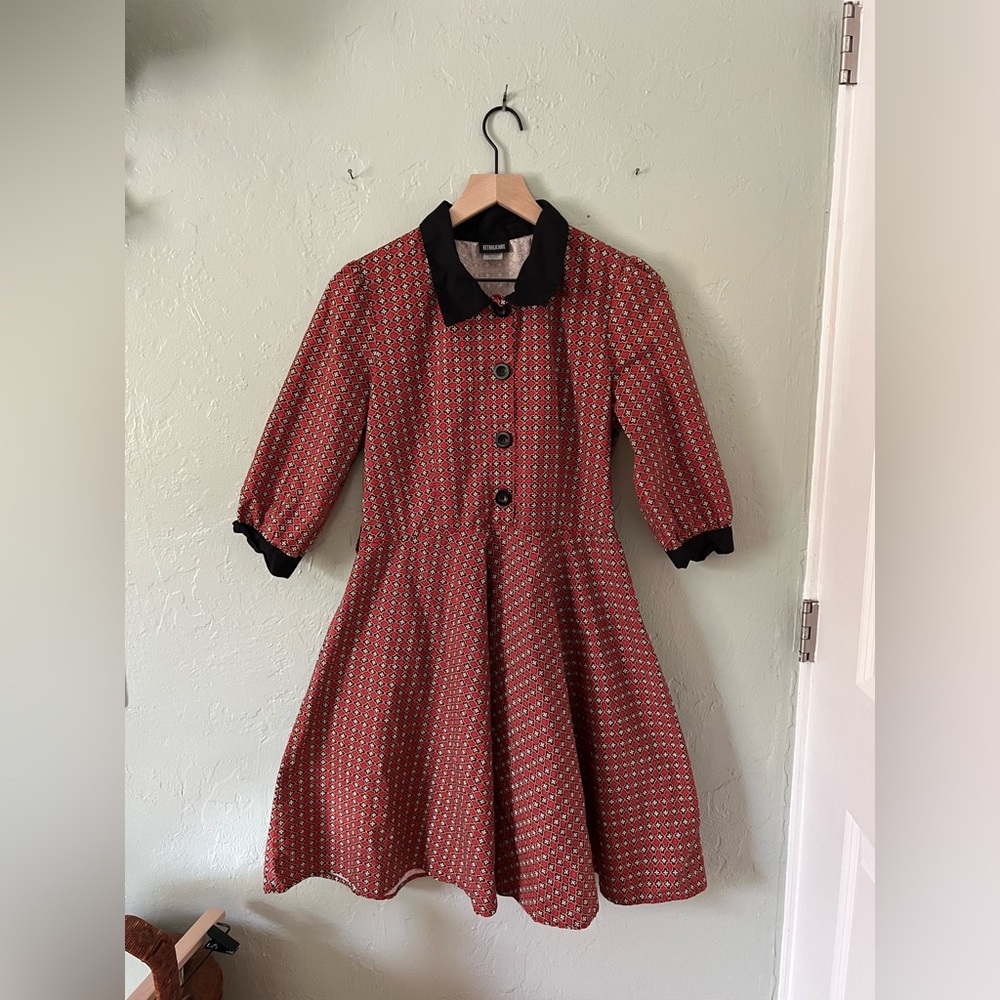 Retrolicious Peter Pan Collar Pin Up Style Dress Size L